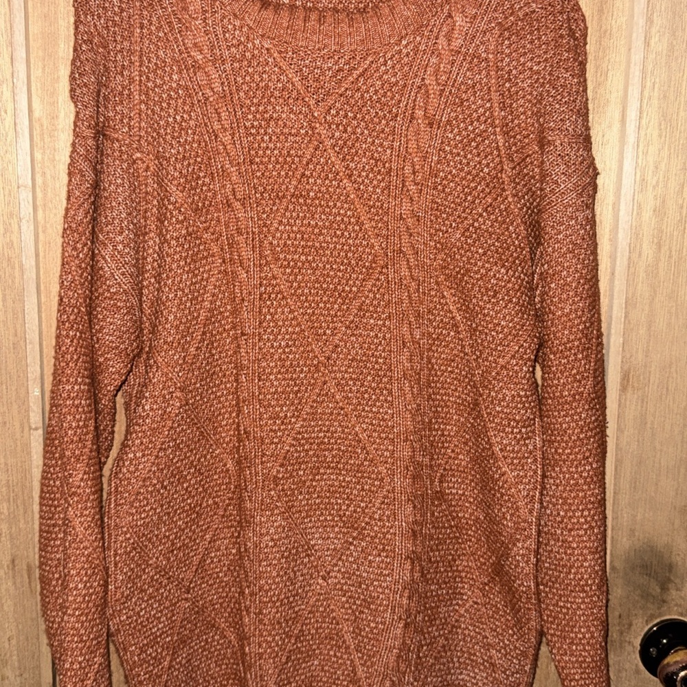 Elegant Rust Cable Knit Sweater